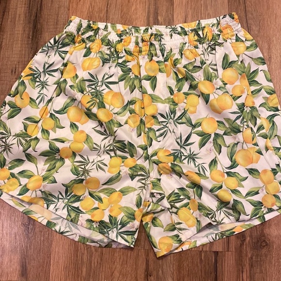 Sundae School Yellow Green White Lemon NoveltyPrint Men’s Pull On Shorts M NWOT - Picture 2 of 12